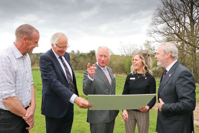 Prince Charles joined representatives of his own charity, as well as the MacRobert Trust, as construction on the site begins