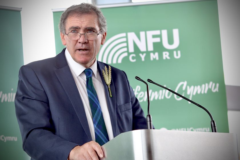 NFU Cymru President Aled Jones speaking at the the union's Celebration of Welsh Food & Farming event at the Senedd