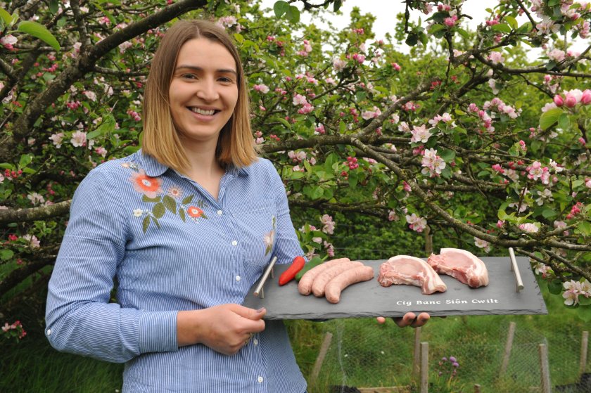 Rhiannon Davies has launched a direct meat sales business, Cig Banc Sion Cwilt, on the family farm at Talgarreg near Llandysul