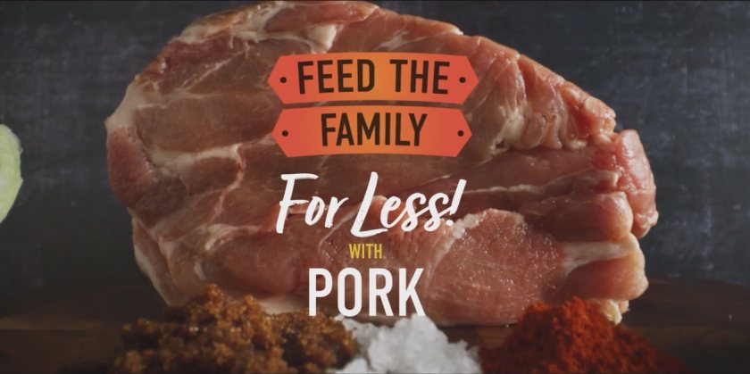 The adverts aim to encourage the public to back farmers by purchasing economical cuts of pork to create affordable dishes