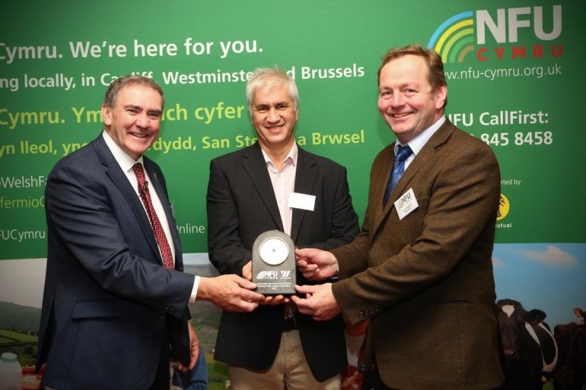 Aled Lewis (middle), from Ceredigion, has been announced as the winner of this year’s Sustainable Agriculture Award