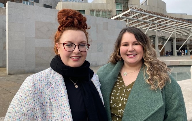 Holly Ferguson and Laura Shrewbridge Carter were part of the Digital Dairy Chain team that promoted the project's work at the Holyrood reception
