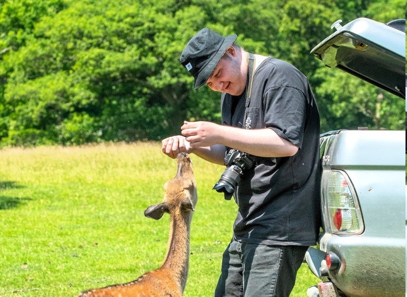 Luke Houslay was given his own private tour of the 12,500-acre organic farm estate with head gamekeeper David Pooler 