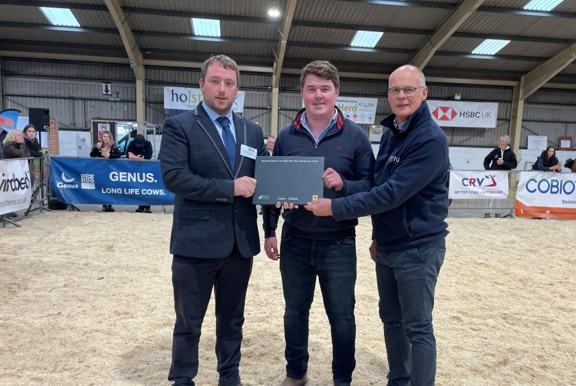 Pembrokeshire farmer Harri Vaughan awarded the Dairy Stockperson of the Year Award at the Welsh Dairy Show