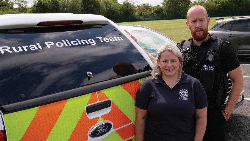 NFYFC chairman Rosie Bennett and Leicestershire Police officer Rob Cross (Photo: NFYFC)