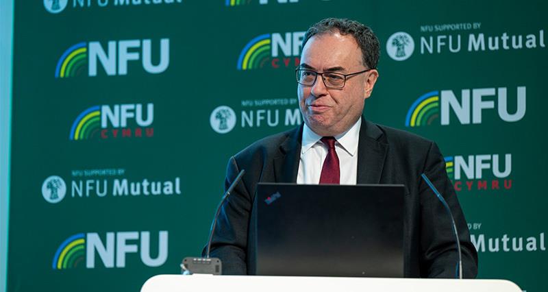 Andrew Bailey, who is the Bank of England governor, spoke at the NFU's Henry Plumb Memorial Lecture (Photo: Miranda Parry Photography/NFU)