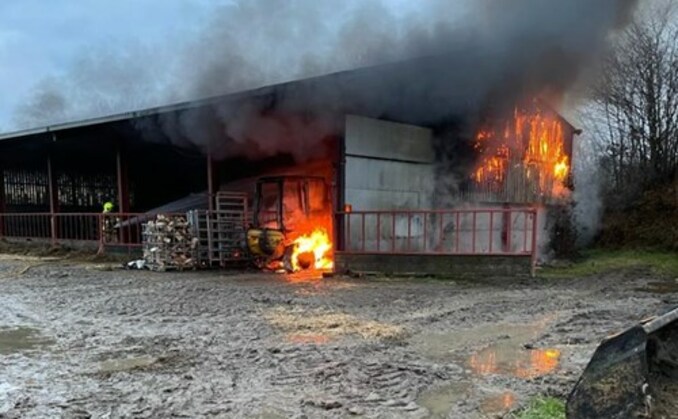  Fire crews tackled a substantial barn fire in Ceredigion, Wales (Photo: Mid and West Wales Fire and Rescue Service)