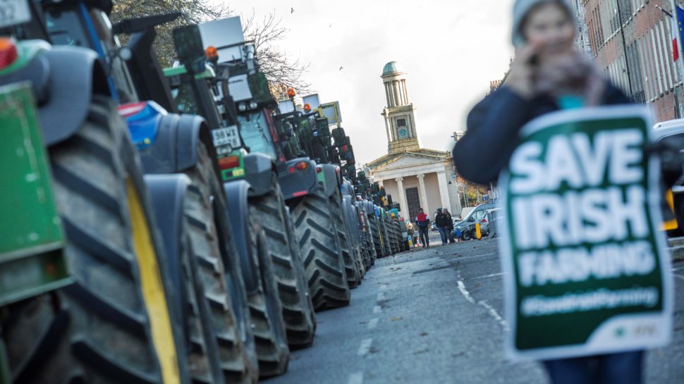 Farmers in the Republic of Ireland protested on Thursday night in a show of support for their European counterparts (Photo: IFA)