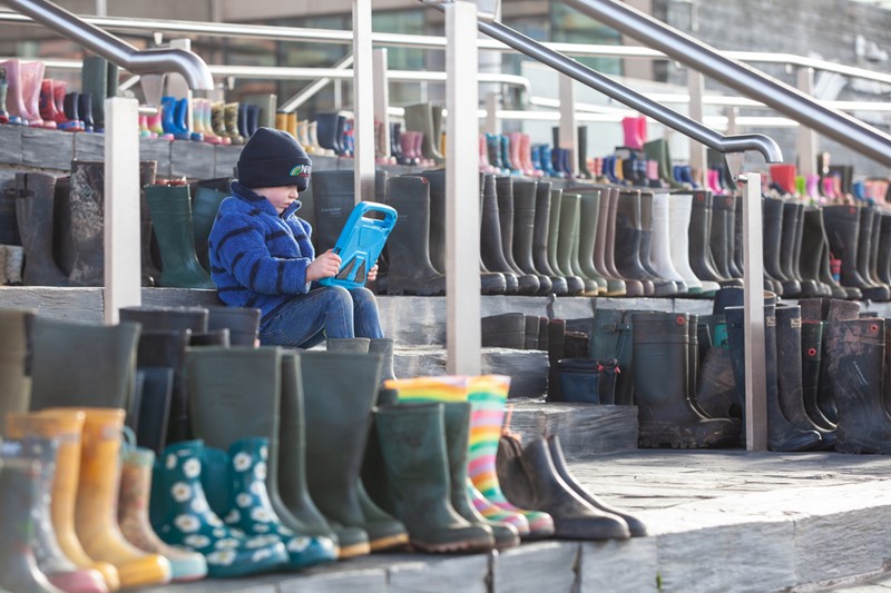 Farmers recently displayed 5,500 wellies outside the Senedd to highlight the 5,500 jobs that will be lost if SFS goes ahead