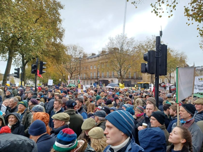 The protest took place against continued high costs and tightening margins