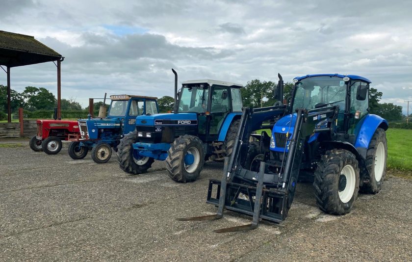 A line-up of tractors and machinery included in the dispersal sale at Crabtree Farm at Cuddington, near Malpas