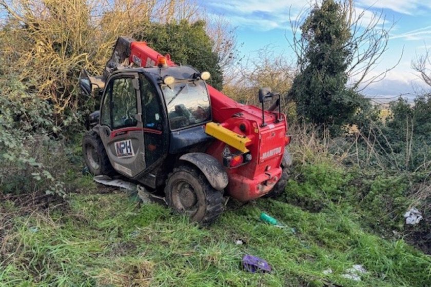 A £50,000 telehandler was recovered from a hedge in Turnpike Lane, Grays (Photo: Essex Police)