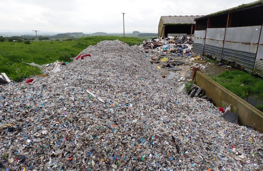 Shredded plastic and debris piled high at the illegal waste site near Skipton (Photo: EA)