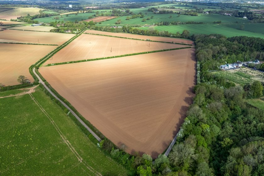 The East Shropshire land has a guide price of £650,000, equating to around £12,340 per acre