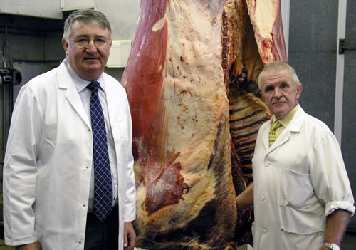 Roger Williams MP discussing the issues with Brian George, proprietor of WJ George & Son