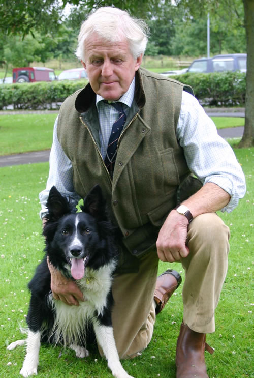 John Bell with Bob  setting a world record price for a dog under 12-months old  selling for 4,000 guineas at Skipton
