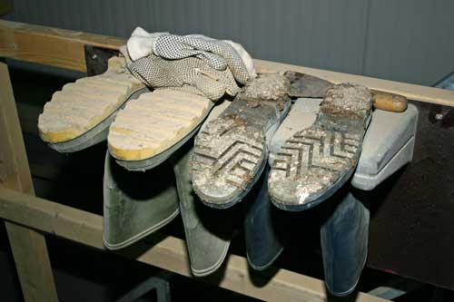 Dedicated footwear will reduce the chance of producers spreading bugs from house to house